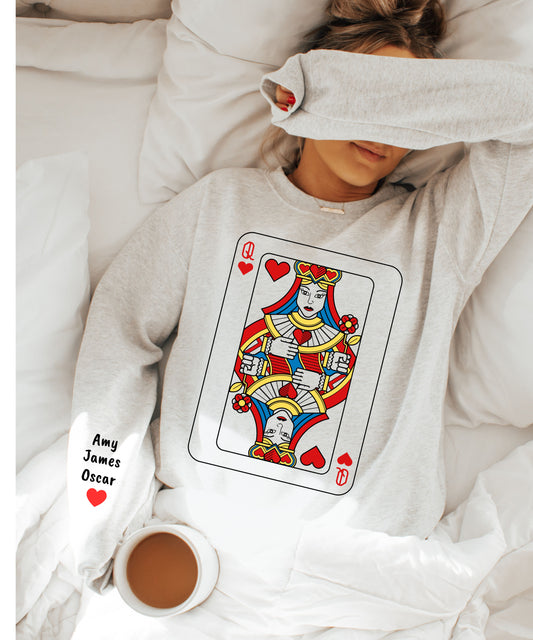 QUEEN OF HEARTS Valentine's Day Crewneck Sweatshirt - Stylish Mother's Day Gift too!