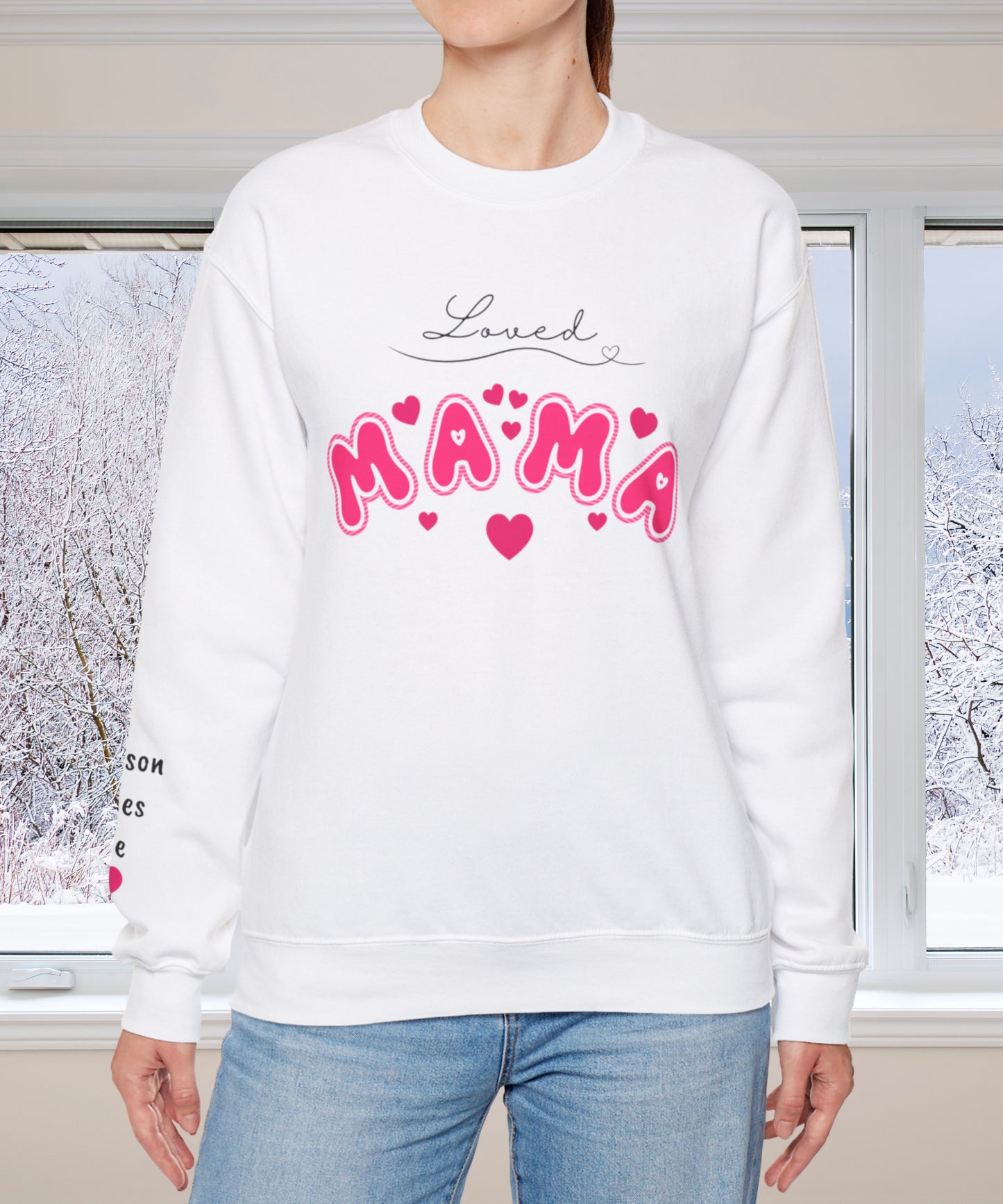 LOVED MAMA Crewneck Valentine's Day Sweatshirt - Perfect Gift for Mother's Day too!