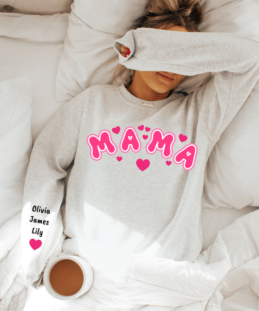 MAMA Valentine's Day Crewneck Sweatshirt - Perfect Gift for Moms on Mother's Day too!