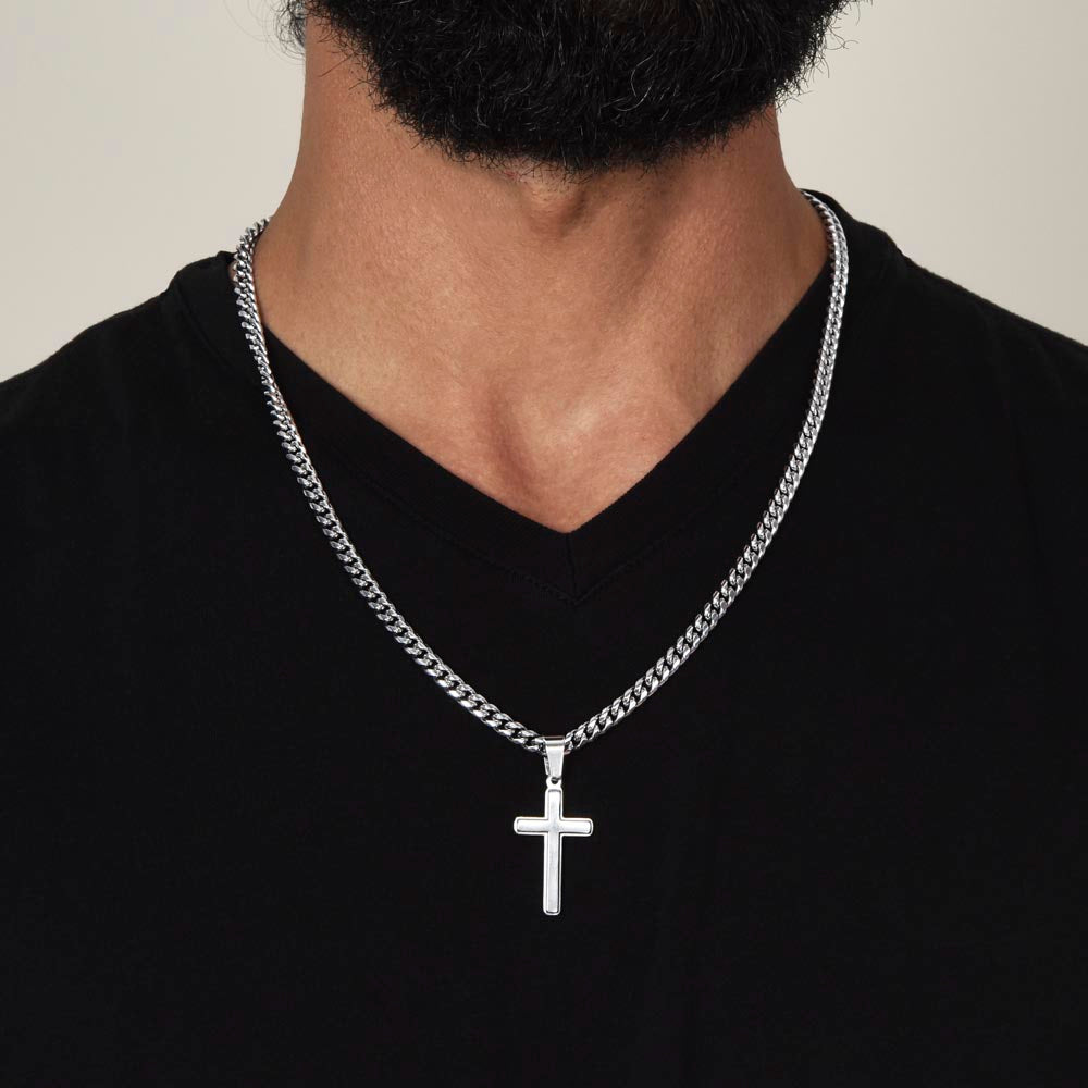 Son - You Are Strong | Cuban Chain & Cross  | Unique Message Card | Perfect Valentines Gift | Mens Jewelry Accessories | NOT SOLD in stores | USA: 2-8 Business Days