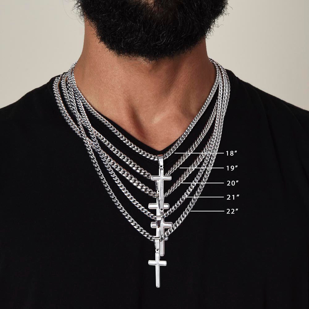 Son - You Are Strong | Cuban Chain & Cross  | Unique Message Card | Perfect Valentines Gift | Mens Jewelry Accessories | NOT SOLD in stores | USA: 2-8 Business Days