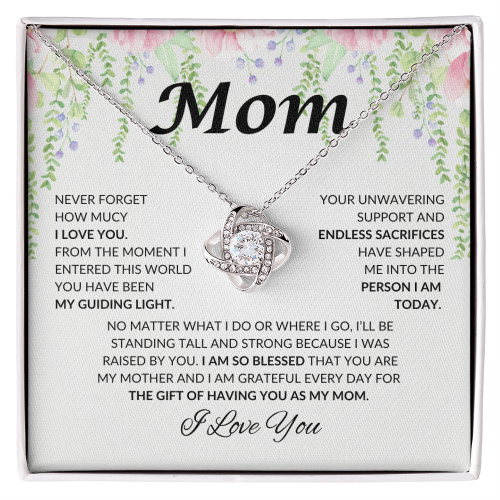 Mom - My Guiding Light | Love Knot Necklace | Unique Message Card | Perfect Valentines Gift | Ladies Jewelry Accessories | NOT SOLD in stores | USA: 2-8 Business Days