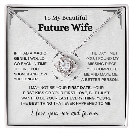 My Beautiful Future Wife - You Complete Me | Love Knot Necklace | Unique Romantic Message Card | Perfect Christmas Gift | Ladies Jewelry Accessories | NOT SOLD in stores | USA: 2-8 Business Days