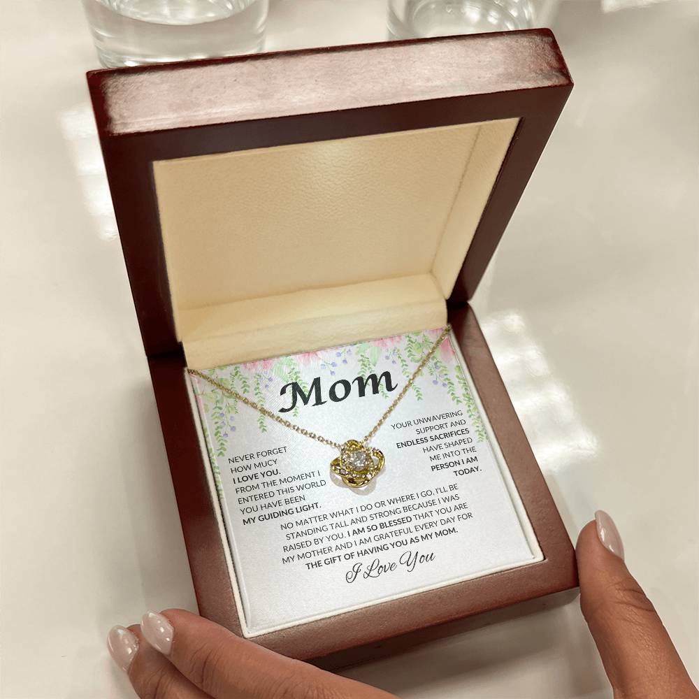 Mom - My Guiding Light | Love Knot Necklace | Unique Message Card | Perfect Valentines Gift | Ladies Jewelry Accessories | NOT SOLD in stores | USA: 2-8 Business Days