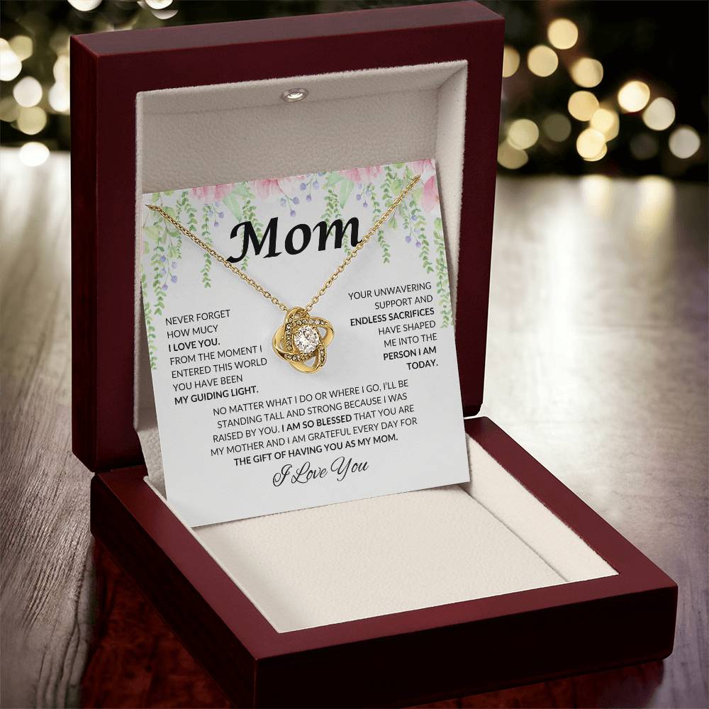 Mom - My Guiding Light | Love Knot Necklace | Unique Message Card | Perfect Valentines Gift | Ladies Jewelry Accessories | NOT SOLD in stores | USA: 2-8 Business Days