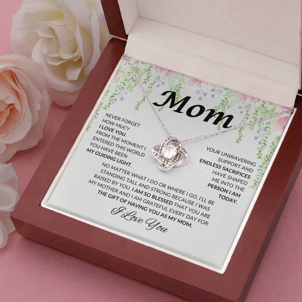 Mom - My Guiding Light | Love Knot Necklace | Unique Message Card | Perfect Valentines Gift | Ladies Jewelry Accessories | NOT SOLD in stores | USA: 2-8 Business Days