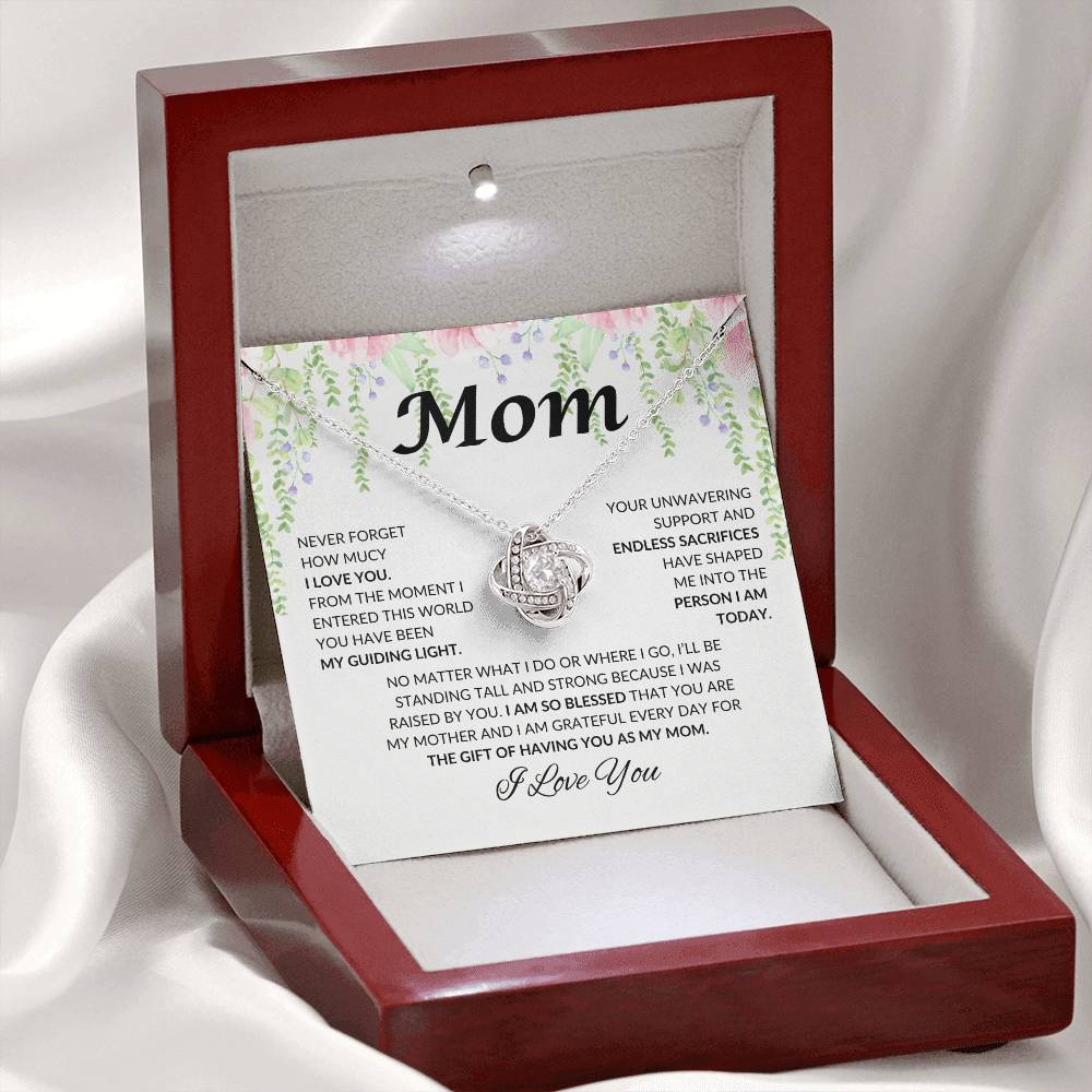 Mom - My Guiding Light | Love Knot Necklace | Unique Message Card | Perfect Valentines Gift | Ladies Jewelry Accessories | NOT SOLD in stores | USA: 2-8 Business Days