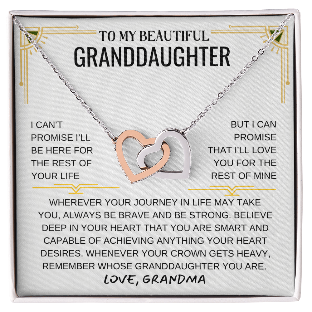 My Beautiful Granddaughter - Be Brave & Be Strong | Interlocking Hearts Necklace | Unique, one-of-a-king gift | NOT SOLD in stores | USA: 2-8 Business Days