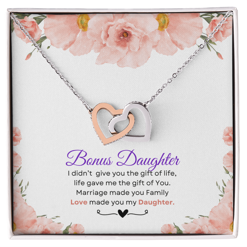 Bonus Daughter - The Gift of You |  Love Knot Necklace | Unique Message Card | Perfect Valentines Gift | Ladies Jewelry Accessories | NOT SOLD in stores | USA: 2-8 Business Days