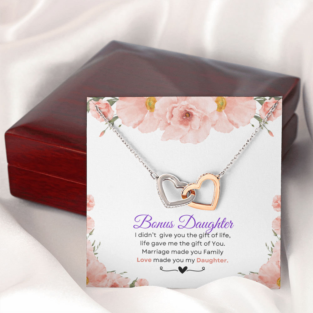 Bonus Daughter - The Gift of You |  Love Knot Necklace | Unique Message Card | Perfect Valentines Gift | Ladies Jewelry Accessories | NOT SOLD in stores | USA: 2-8 Business Days