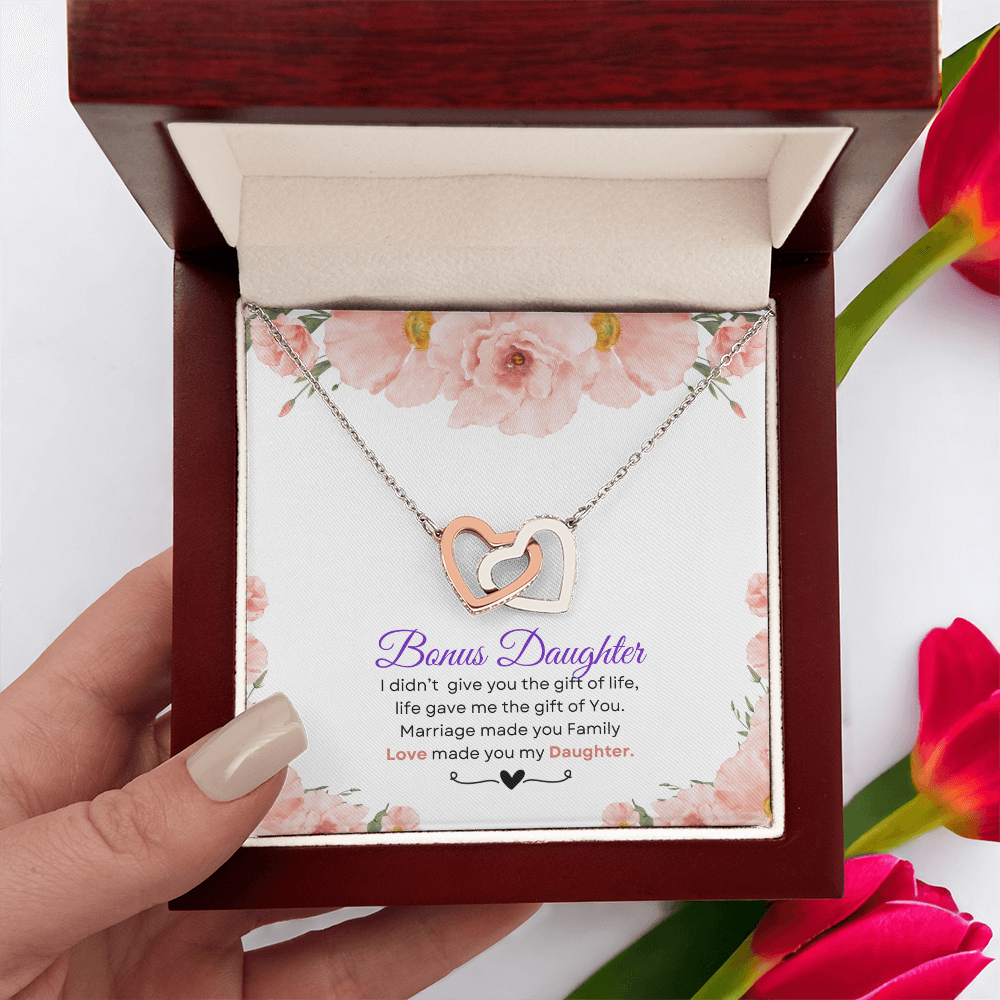 Bonus Daughter - The Gift of You |  Love Knot Necklace | Unique Message Card | Perfect Valentines Gift | Ladies Jewelry Accessories | NOT SOLD in stores | USA: 2-8 Business Days