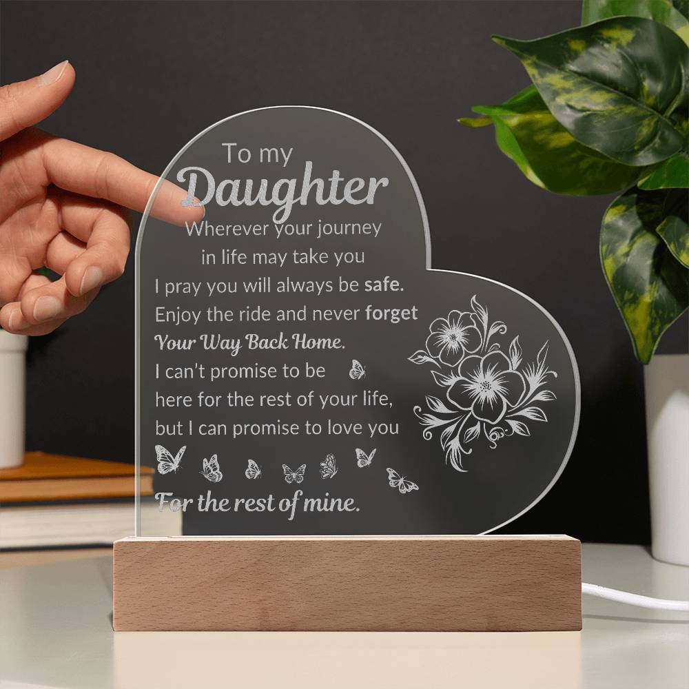 To My Daughter | - Never Forget Your Way Back Home | 3D LED Nightlight w/Love Text | Daughter's Gift | Bedroom Bedside Decoration Atmosphere Night Light | NOT SOLD in stores | US: 2-8 Business Days