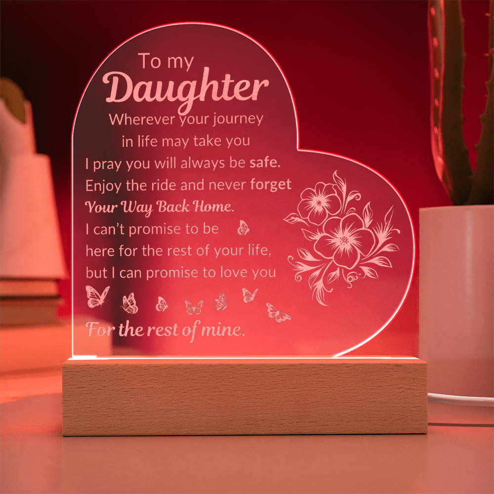 To My Daughter | - Never Forget Your Way Back Home | 3D LED Nightlight w/Love Text | Daughter's Gift | Bedroom Bedside Decoration Atmosphere Night Light | NOT SOLD in stores | US: 2-8 Business Days