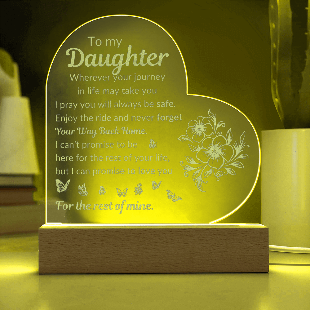 To My Daughter | - Never Forget Your Way Back Home | 3D LED Nightlight w/Love Text | Daughter's Gift | Bedroom Bedside Decoration Atmosphere Night Light | NOT SOLD in stores | US: 2-8 Business Days