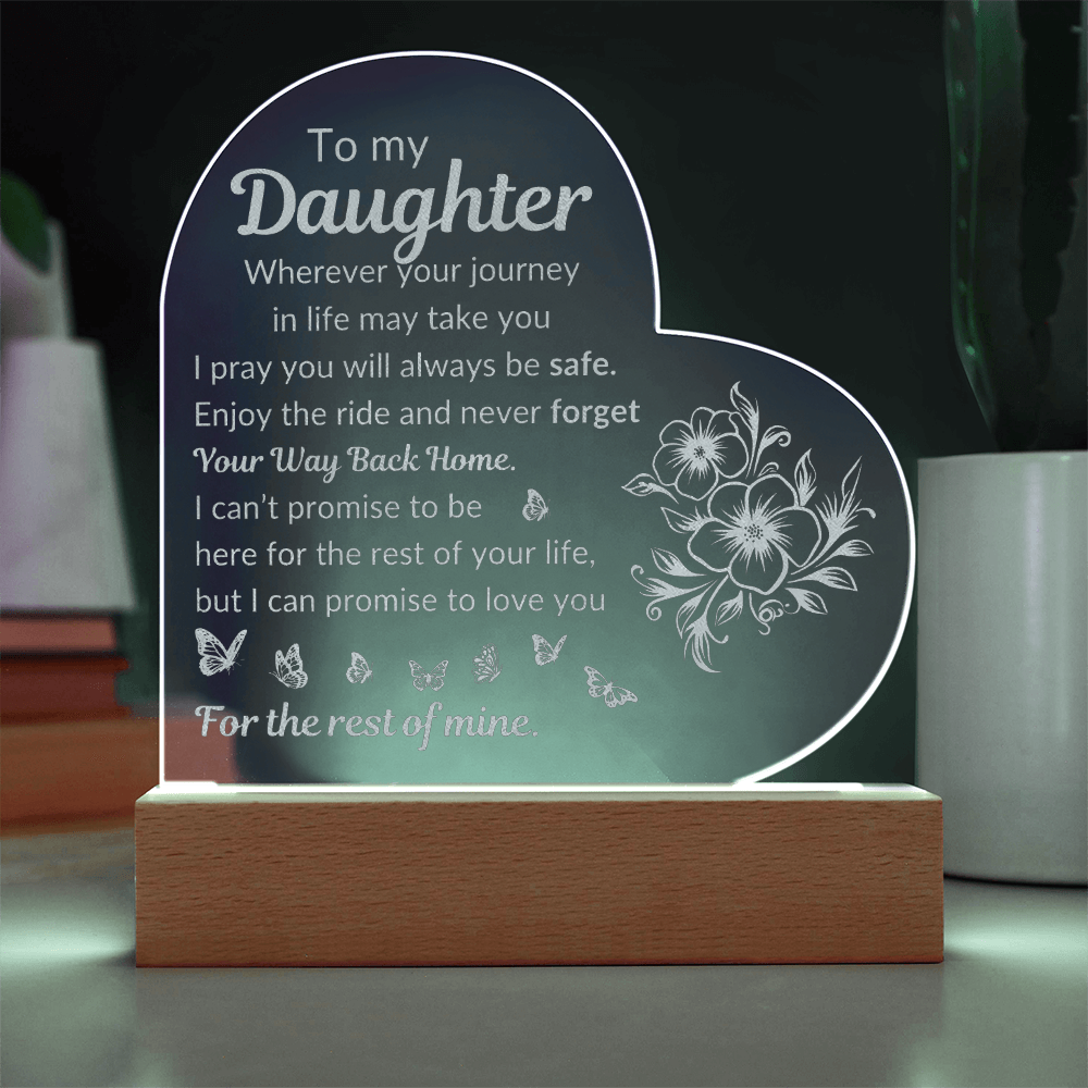 To My Daughter | - Never Forget Your Way Back Home | 3D LED Nightlight w/Love Text | Daughter's Gift | Bedroom Bedside Decoration Atmosphere Night Light | NOT SOLD in stores | US: 2-8 Business Days